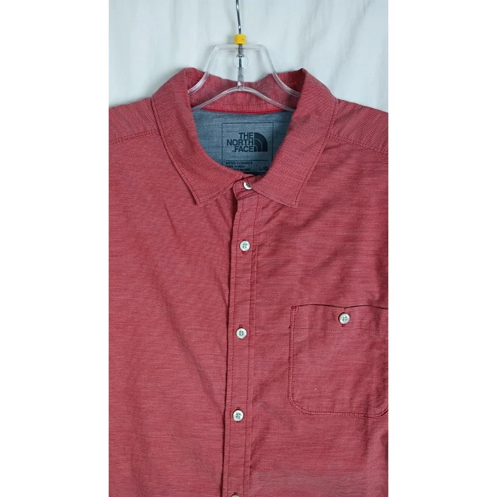 THE NORTH FACE Mens REGULAR‎ FIT Short Sleeve SHIRT RED Sz L Button Up